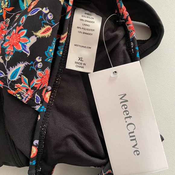 NWT Flattering and comfortable Meet Curve High Waist Mesh Bikini black floral - Picture 7 of 11
